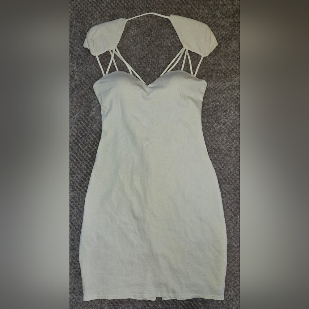 Guess Off-White Unique Strappy Shoulder Dress, Size L
